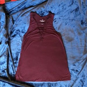 American eagle maroon ladder detail tank top